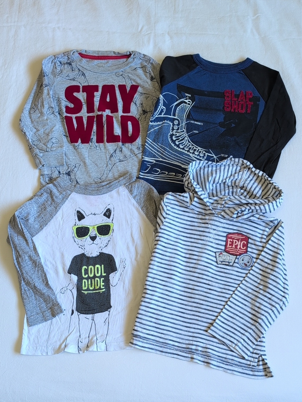 Boys Long Sleeve Graphic Shirt Bundle 4-Pack Lot Size 2T Joe Fresh Simple Joys